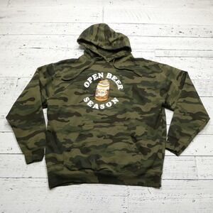 Busch Beer Hoodie Adult‎ XL Green Camo Open Beer Season Brew City Sweatshirt
